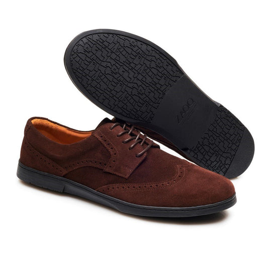 BRIQ Brogue Velours Brown - ZAQQ Barfußschuhe